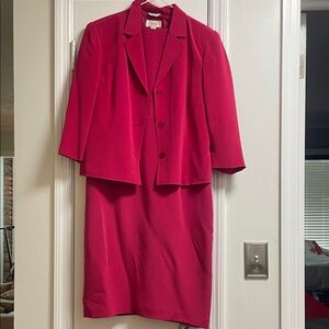 Talbots Pure Silk Dark Pink Dress and Blazer Set